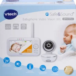 Babyphone Caméra Haute Définition - Ecoute-bébé Vidéo Avec écran -VTech Jouets Soldes Magasin 001659 BM4550 Babyphone VidC3A9o Vision XXL