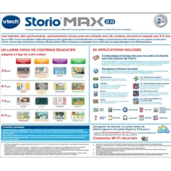 Tablette STORIO MAX 2.0 5' Rose - Tablette Enfant Multimédia -VTech Jouets Soldes Magasin 108855 storio max 2.0 dos