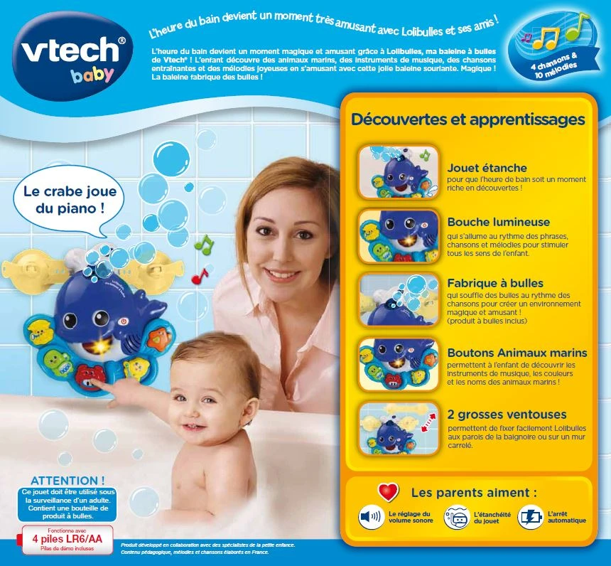 VTECH BABY Lolibulles, Ma Baleine à Bulles - Jouet Musical 3 VTECH BABY Lolibulles, Ma Baleine à Bulles - Jouet Musical – Image 3