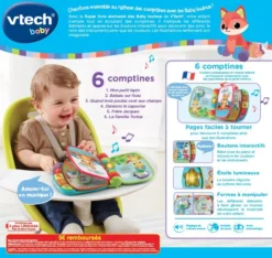 VTECH BABY Super Livre Enchanté Des Baby Loulous Bleu - Livre Interactif -VTech Jouets Soldes Magasin 166775 dos boC3AEte