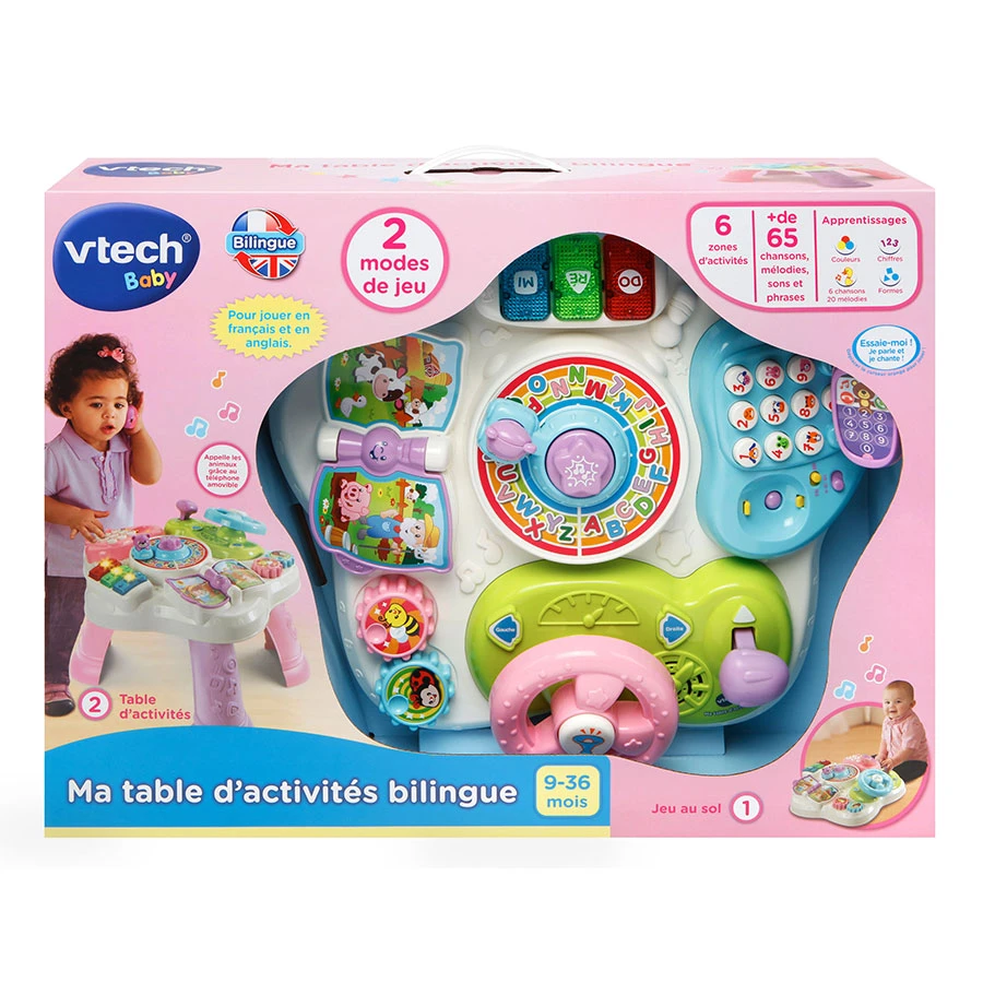 VTECH BABY Ma Table D'activités Bilingue (rose) 4 VTECH BABY Ma Table D'activités Bilingue (rose) – Image 4