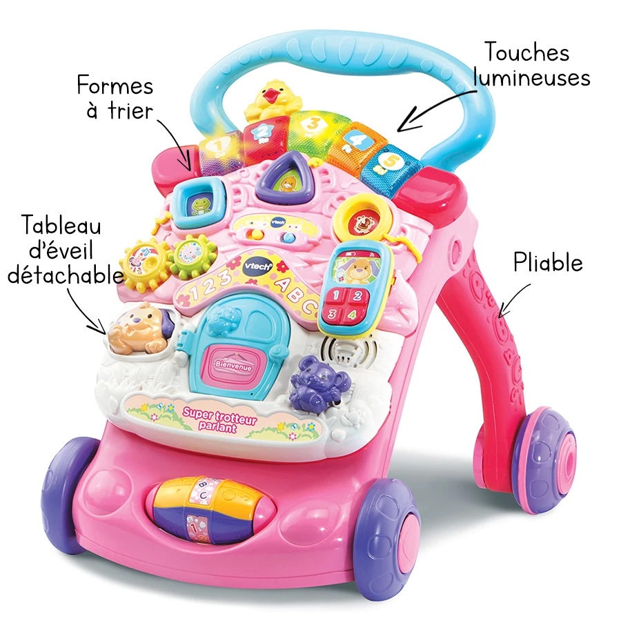 VTECH BABY Super Trotteur Parlant 2 En 1 Rose 1 VTECH BABY Super Trotteur Parlant 2 En 1 Rose