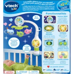 VTECH BABY Mobile Tourni Cui Cui -VTech Jouets Soldes Magasin 513105 mobile tourni cui cui dos boite
