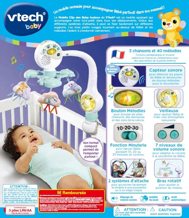 VTECH BABY Mobilo Clip Des Baby Loulous 5 VTECH BABY Mobilo Clip Des Baby Loulous – Image 5