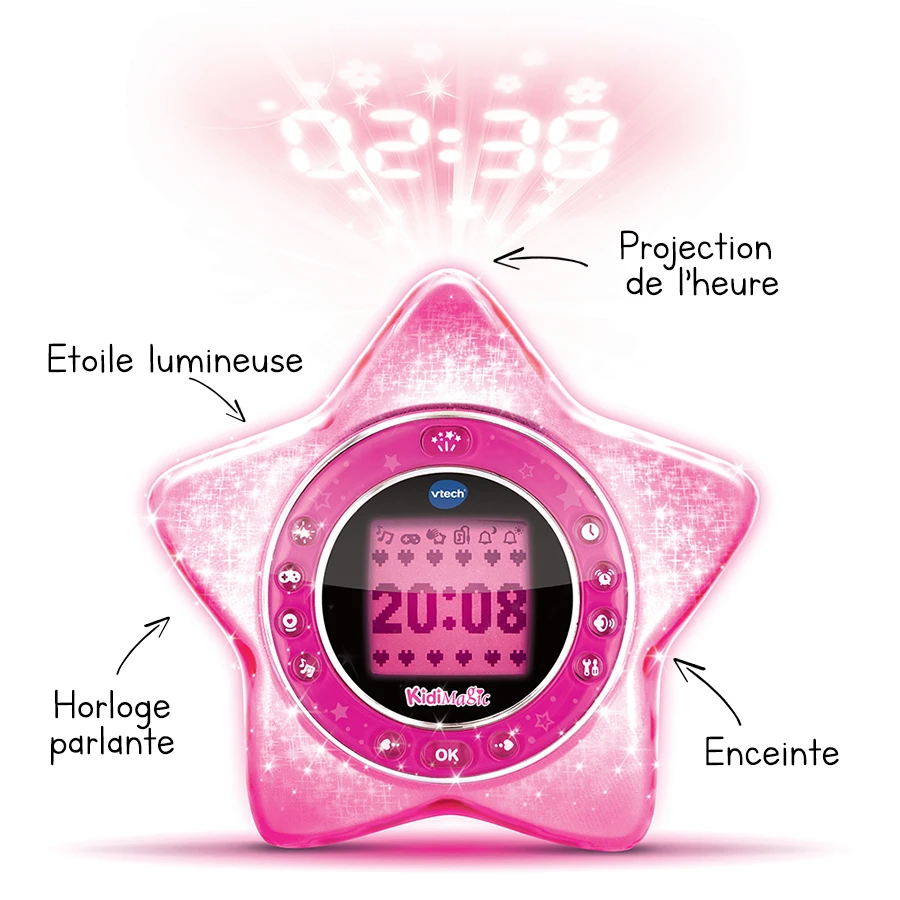 Réveil Enfant Kidimagic Starlight Rose 1 Réveil Enfant Kidimagic Starlight Rose