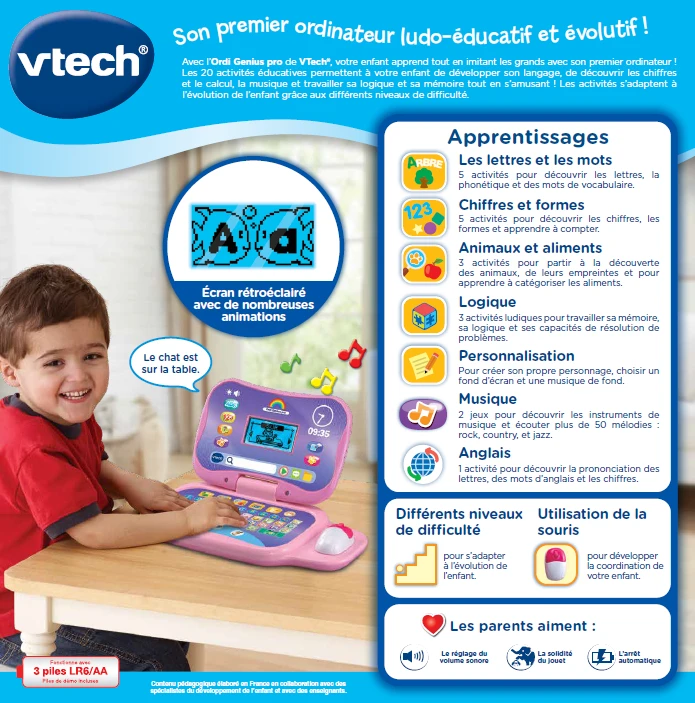 VTech Ordi Genius Pro Rose 8 VTech Ordi Genius Pro Rose – Image 8