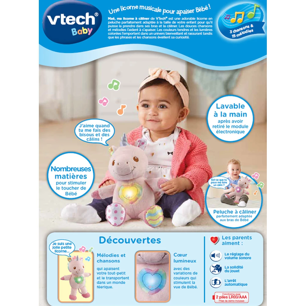 VTECH BABY Maé, Ma Licorne à Câliner - Peluche Licorne 6 VTECH BABY Maé, Ma Licorne à Câliner - Peluche Licorne – Image 6