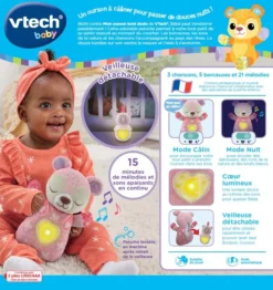 VTECH BABY Mon Ourson Lumi Dodo Rose 16 VTECH BABY Mon Ourson Lumi Dodo Rose -VTech Jouets Soldes Magasin 539855 dos boC3AEte