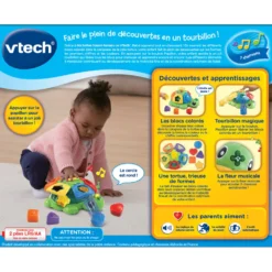 VTECH BABY Ma Tortue Tourni-formes - Tortue Interactive -VTech Jouets Soldes Magasin 602405 tortue tourni formes dos boite