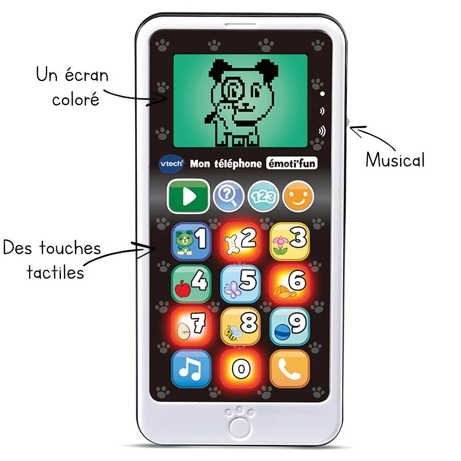 VTECH BABY Mon Téléphone émoti'fun Noir & Blanc - Téléphone D'imitation 1 VTECH BABY Mon Téléphone émoti'fun Noir & Blanc - Téléphone D'imitation