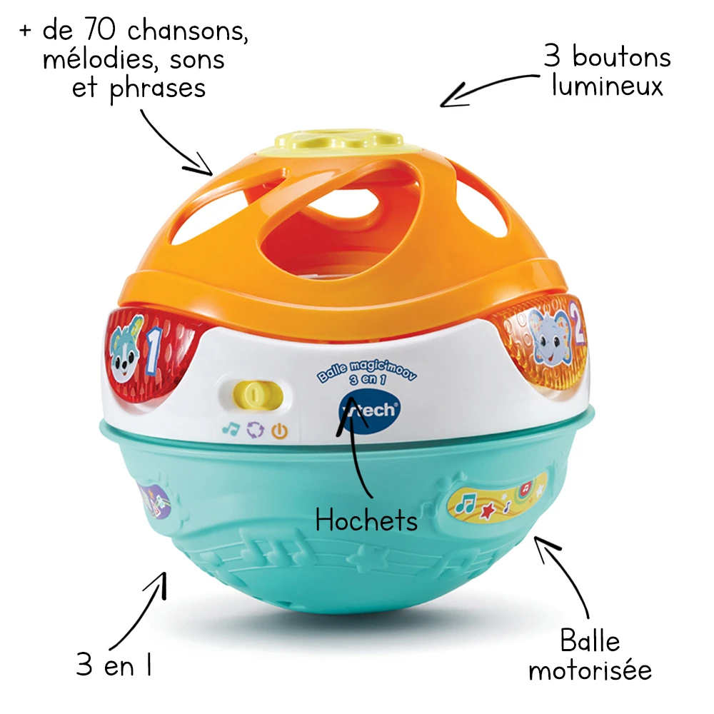 VTECH BABY Balle Magic'moov 3 En 1 - Jouet Interactif 2 VTECH BABY Balle Magic'moov 3 En 1 - Jouet Interactif – Image 2