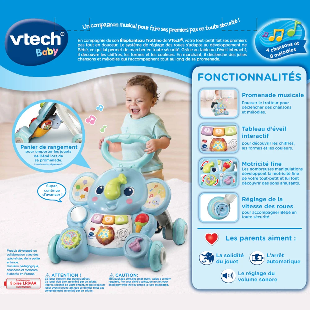 VTECH BABY Éléphanteau Trottino - Trotteur Bébé 6 VTECH BABY Éléphanteau Trottino - Trotteur Bébé – Image 6