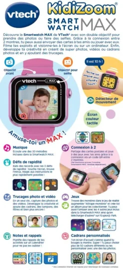 KidiZoom Smartwatch MAX Rose -VTech Jouets Soldes Magasin 80 531655 dos boC3AEte