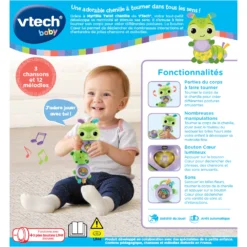 VTECH BABY Myrtille Twist Chenille - Jouet D'éveil 14 VTECH BABY Myrtille Twist Chenille - Jouet D'éveil -VTech Jouets Soldes Magasin 80 536405 Myrtille twist chenille dos