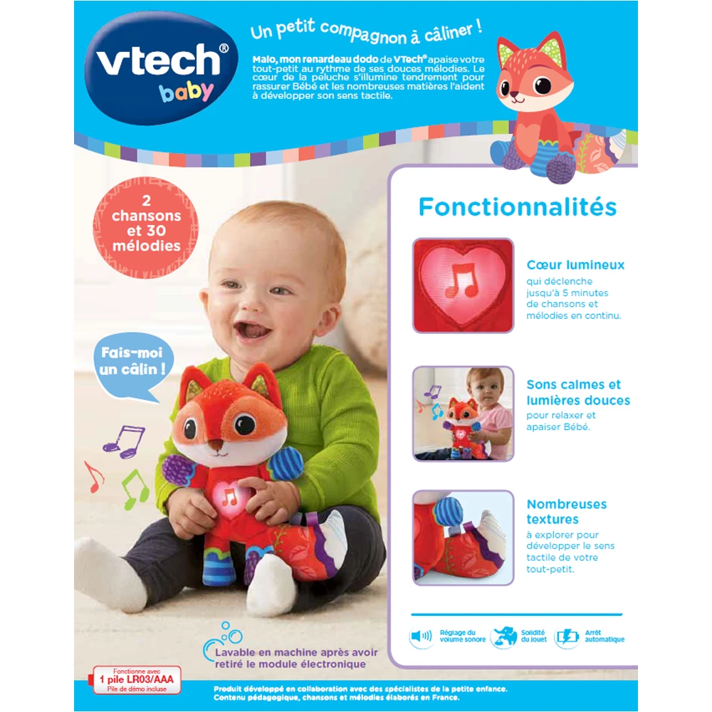 VTECH BABY Malo, Mon Renardeau Dodo - Baby Loulous 8 VTECH BABY Malo, Mon Renardeau Dodo - Baby Loulous – Image 8