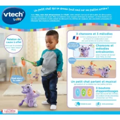 VTECH BABY Mina, Mon Chat Attrap'poisson - Chat Interactif 15 VTECH BABY Mina, Mon Chat Attrap'poisson - Chat Interactif -VTech Jouets Soldes Magasin 80 539205 dos boite