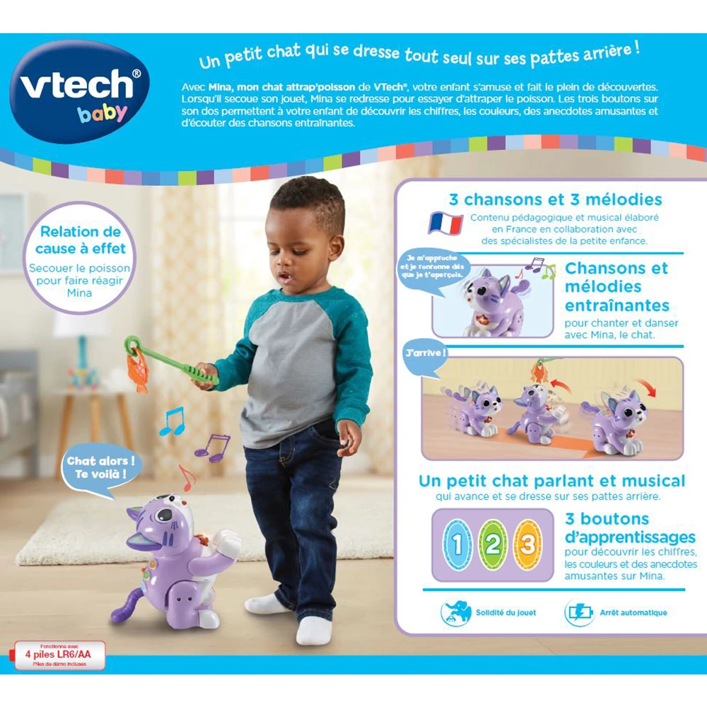 VTECH BABY Mina, Mon Chat Attrap'poisson - Chat Interactif 8 VTECH BABY Mina, Mon Chat Attrap'poisson - Chat Interactif – Image 8