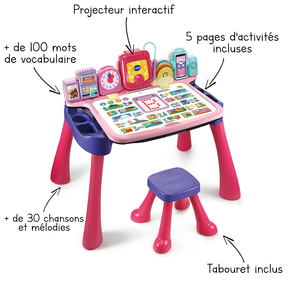 VTech Magi Bureau Interactif 5 En 1 Rose 2 VTech Magi Bureau Interactif 5 En 1 Rose – Image 2
