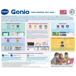 VTech Genio, Mon Premier Vrai Ordi ! (rose) -VTech Jouets Soldes Magasin 80 541055 dos boite