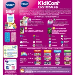 KidiCom Advance 3.0 Blanc/rose -VTech Jouets Soldes Magasin 80 541155 dos boite