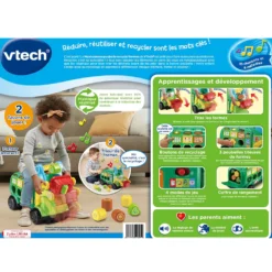VTech Maxi Camion Poubelle Recyclo'formes 13 VTech Maxi Camion Poubelle Recyclo'formes -VTech Jouets Soldes Magasin 80 541805 dos boite