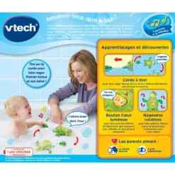 VTECH BABY Maman Tortue Et Son Bébé Nageur - Jouet De Bain -VTech Jouets Soldes Magasin 80 547905 dos boite