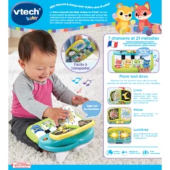 VTECH BABY Piano Sensoriel Des Baby Loulous - Jouet Interactif -VTech Jouets Soldes Magasin 80 550405 dos boite