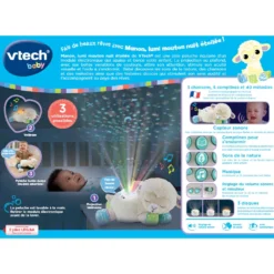 VTECH BABY Manon, Lumi Mouton Nuit étoilée 3 En 1 - Veilleuse En Peluche -VTech Jouets Soldes Magasin 80 550505 dos boite