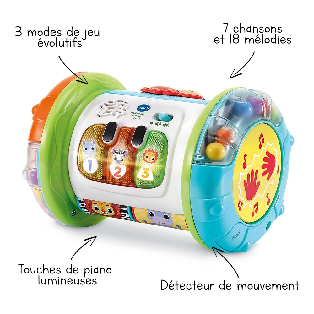 VTECH BABY Magi Rouleau Tam-tam 3 En 1 2 VTECH BABY Magi Rouleau Tam-tam 3 En 1 – Image 2