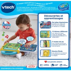 VTECH BABY Mon Imagier Bilingue - 100 Véhicules -VTech Jouets Soldes Magasin 80 614845 dos boite